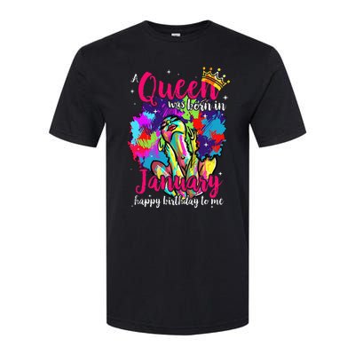 Dashiki A Queen Was Born In January Happy Birthday To Me Softstyle CVC T-Shirt