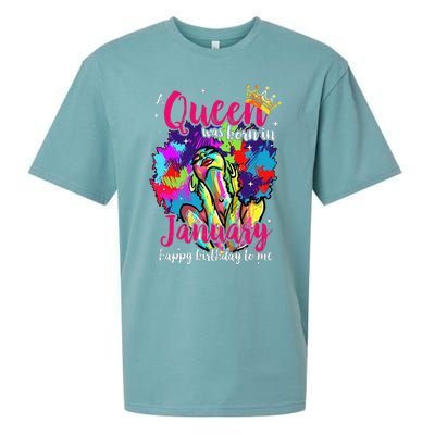 Dashiki A Queen Was Born In January Happy Birthday To Me Sueded Cloud Jersey T-Shirt