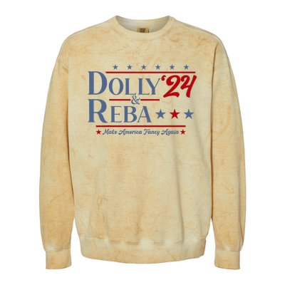 Dolly And Reba 2024 Make America Fancy Again Retro Colorblast Crewneck Sweatshirt