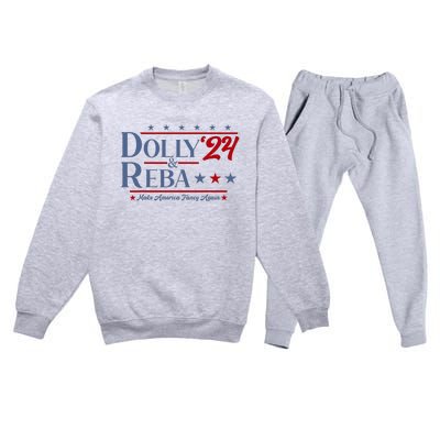 Dolly And Reba 2024 Make America Fancy Again Retro Premium Crewneck Sweatsuit Set