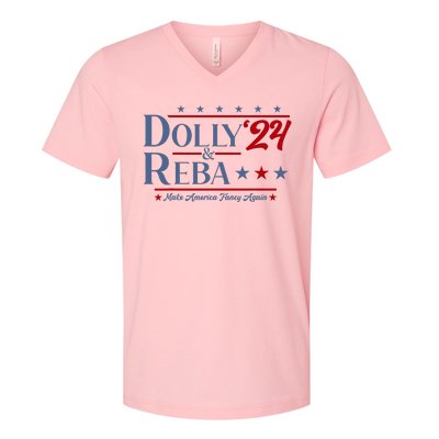 Dolly And Reba 2024 Make America Fancy Again Retro V-Neck T-Shirt