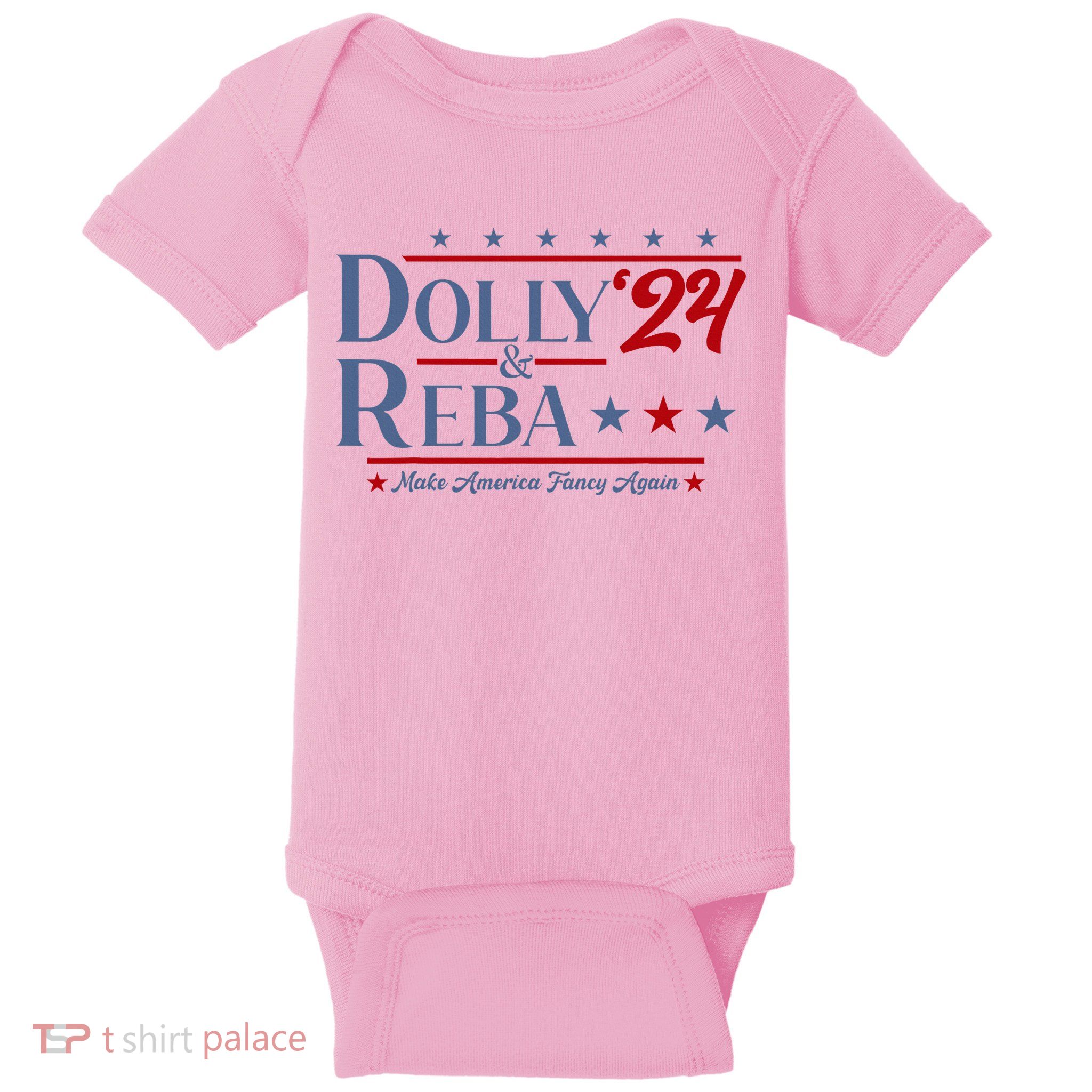 Dolly And Reba 2024 Make America Fancy Again Retro Baby Bodysuit