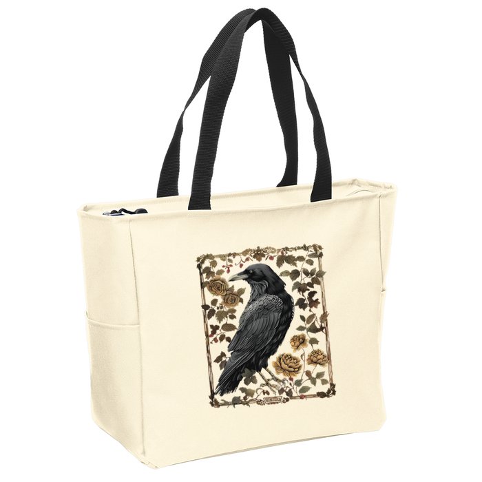 Dark Academia Raven Teacher Zip Tote Bag
