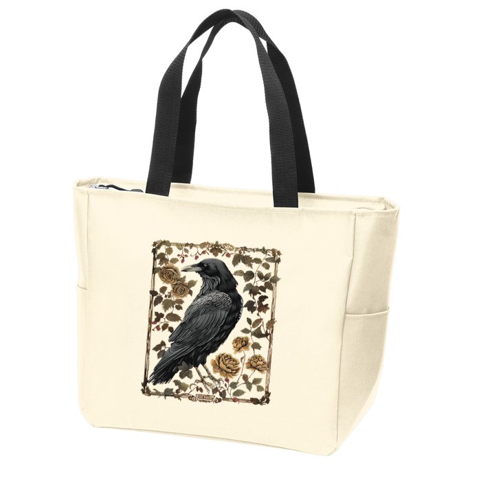 Dark Academia Raven Teacher Zip Tote Bag