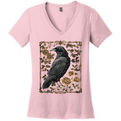 Dark Academia Raven Teacher Women's V-Neck T-Shirt