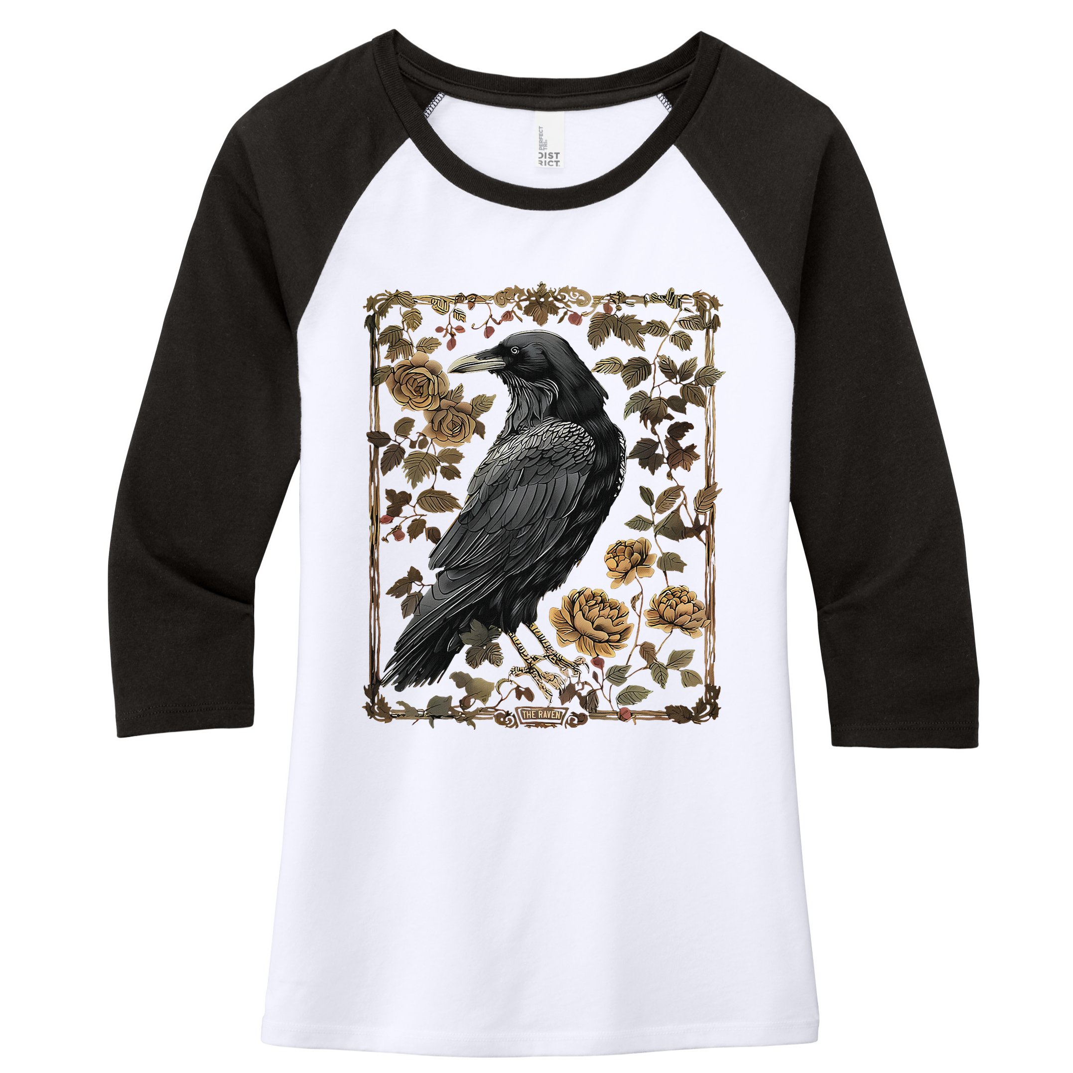Dark Academia Raven Teacher Women's Tri-Blend 3/4-Sleeve Raglan Shirt