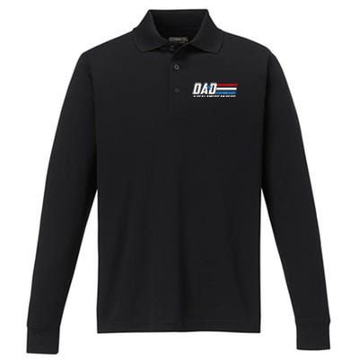 Dad A Real American Hero Performance Long Sleeve Polo