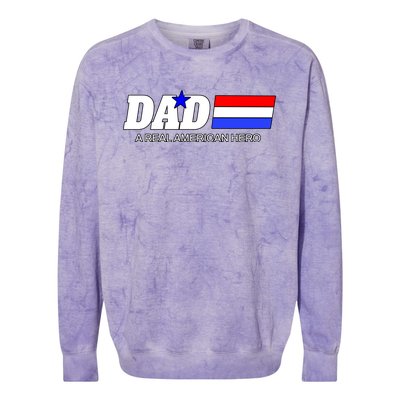 Dad A Real American Hero Colorblast Crewneck Sweatshirt