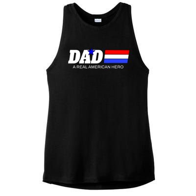 Dad A Real American Hero Ladies PosiCharge Tri-Blend Wicking Tank