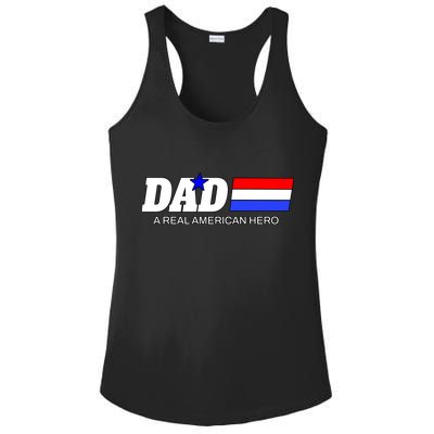 Dad A Real American Hero Ladies PosiCharge Competitor Racerback Tank