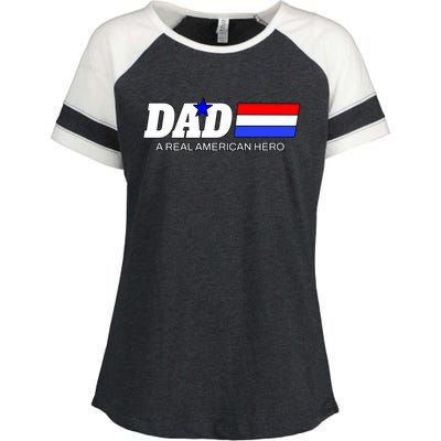 Dad A Real American Hero Enza Ladies Jersey Colorblock Tee