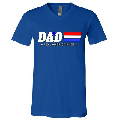Dad A Real American Hero V-Neck T-Shirt