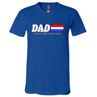 Dad A Real American Hero V-Neck T-Shirt