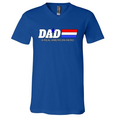 Dad A Real American Hero V-Neck T-Shirt