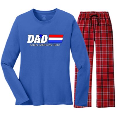 Dad A Real American Hero Women's Long Sleeve Flannel Pajama Set 