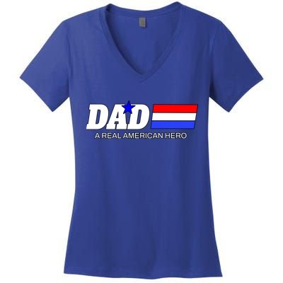 Dad A Real American Hero Women's V-Neck T-Shirt