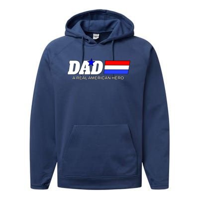 Dad A Real American Hero Performance Fleece Hoodie