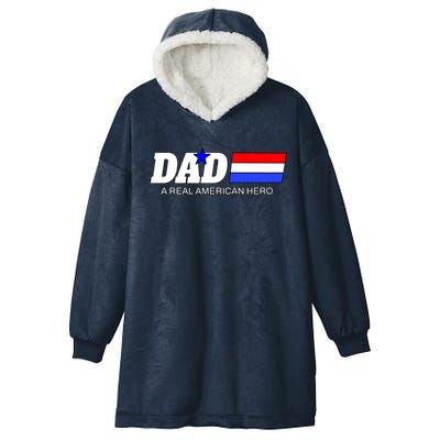 Dad A Real American Hero Hooded Wearable Blanket