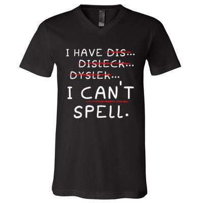 Dyslexia Awareness Reading Disorder Learning Disability V-Neck T-Shirt