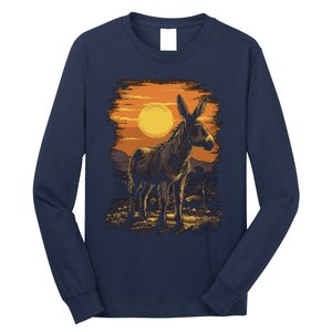 Donkey Animal Retro Style Graphic Tee for Boy Girl Long Sleeve Shirt