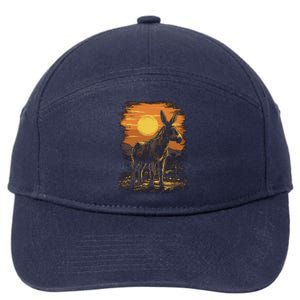 Donkey Animal Retro Style Graphic Tee for Boy Girl 7-Panel Snapback Hat