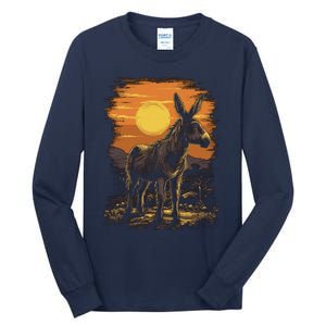 Donkey Animal Retro Style Graphic Tee for Boy Girl Tall Long Sleeve T-Shirt