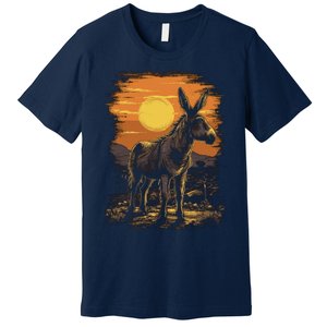 Donkey Animal Retro Style Graphic Tee for Boy Girl Premium T-Shirt