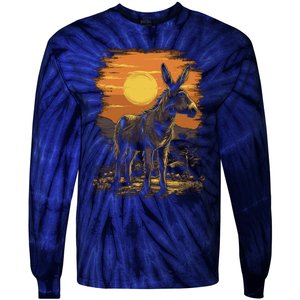 Donkey Animal Retro Style Graphic Tee for Boy Girl Tie-Dye Long Sleeve Shirt