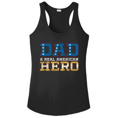 Dad A Real American Hero Gift Funny Gift Ladies PosiCharge Competitor Racerback Tank