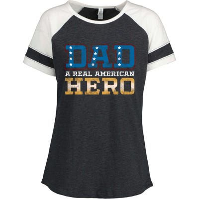 Dad A Real American Hero Gift Funny Gift Enza Ladies Jersey Colorblock Tee