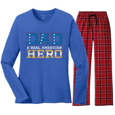 Dad A Real American Hero Gift Funny Gift Women's Long Sleeve Flannel Pajama Set 