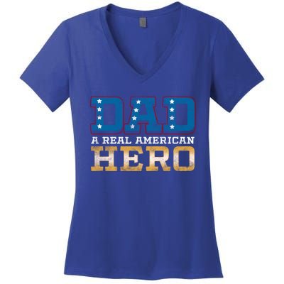 Dad A Real American Hero Gift Funny Gift Women's V-Neck T-Shirt