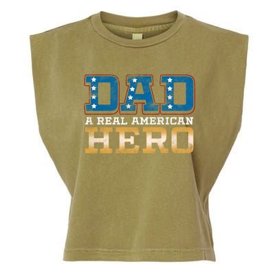 Dad A Real American Hero Gift Funny Gift Garment-Dyed Women's Muscle Tee