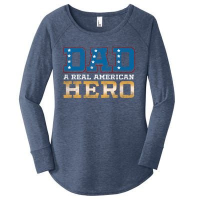 Dad A Real American Hero Gift Funny Gift Women's Perfect Tri Tunic Long Sleeve Shirt