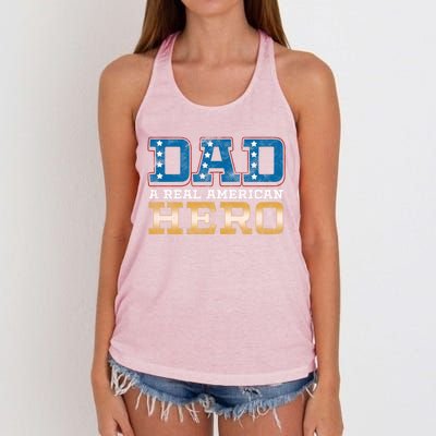 Dad A Real American Hero Gift Funny Gift Women's Knotted Racerback Tank