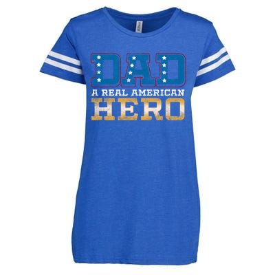 Dad A Real American Hero Gift Funny Gift Enza Ladies Jersey Football T-Shirt