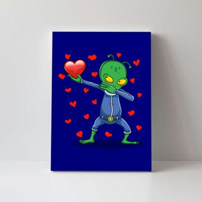 Dabbing Alien Red Heart Love Valentines Day Ufo Lovers Gift Canvas