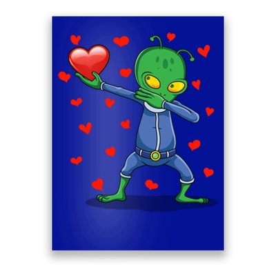 Dabbing Alien Red Heart Love Valentines Day Ufo Lovers Gift Poster