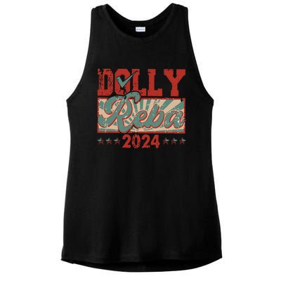 Dolly And Reba 2024 For President Dolly Reba Ladies PosiCharge Tri-Blend Wicking Tank