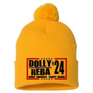 Dolly And Reba 2024 Make America Fancy Again Pom Pom 12in Knit Beanie