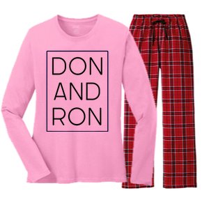 Don And Ron Trump DeSantis 2024 President Republican Vote Women's Long Sleeve Flannel Pajama Set 