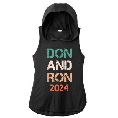 Don And Ron 2024 Don Donald Trump Ron DeSantis 2024 Vintage Ladies PosiCharge Tri-Blend Wicking Draft Hoodie Tank