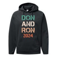 Don And Ron 2024 Don Donald Trump Ron DeSantis 2024 Vintage Performance Fleece Hoodie