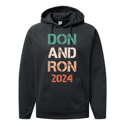 Don And Ron 2024 Don Donald Trump Ron DeSantis 2024 Vintage Performance Fleece Hoodie