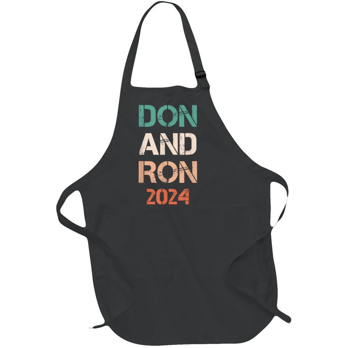 Don And Ron 2024 Don Donald Trump Ron DeSantis 2024 Vintage Full-Length Apron With Pockets