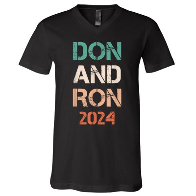 Don And Ron 2024 Don Donald Trump Ron DeSantis 2024 Vintage V-Neck T-Shirt