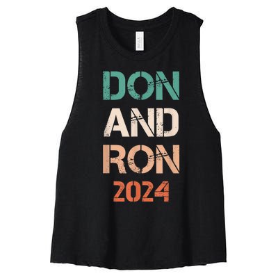 Don And Ron 2024 Don Donald Trump Ron DeSantis 2024 Vintage Women's Racerback Cropped Tank