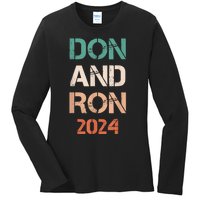 Don And Ron 2024 Don Donald Trump Ron DeSantis 2024 Vintage Ladies Long Sleeve Shirt