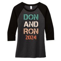 Don And Ron 2024 Don Donald Trump Ron DeSantis 2024 Vintage Women's Tri-Blend 3/4-Sleeve Raglan Shirt