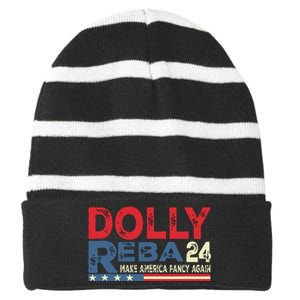 Dolly And Reba 2024 Make America Fancy Again Striped Beanie with Solid Band